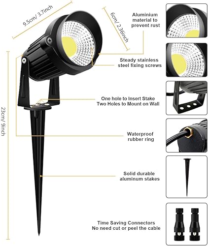 Miniatura 3 de ZUCKEO Luces LED de paisaje de bajo voltaje, iluminación de paisaje con conectores, 10 W, 12 V, 24 V, focos para exteriores, impermeables, para