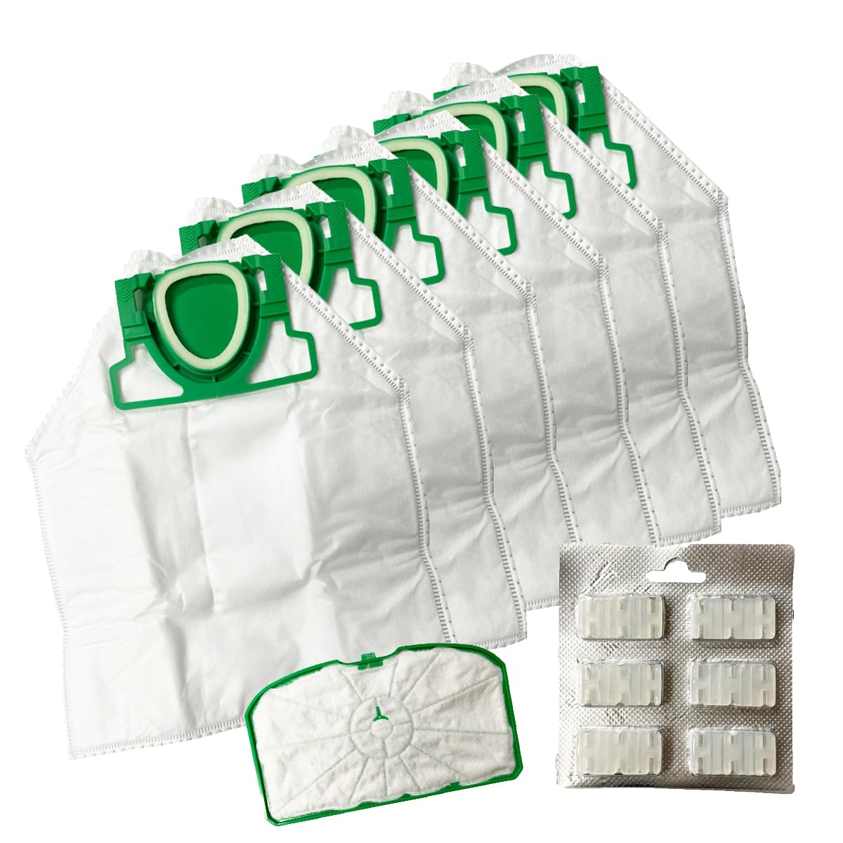 Set 6 Sacchetti + Filtro + Profumini Per Folletto VK200 VK201 VK220 - Made In Italy