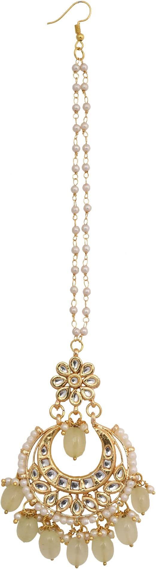 FEMIZENCream Gold Toned Kundan Inspired Mang Tika for Women's