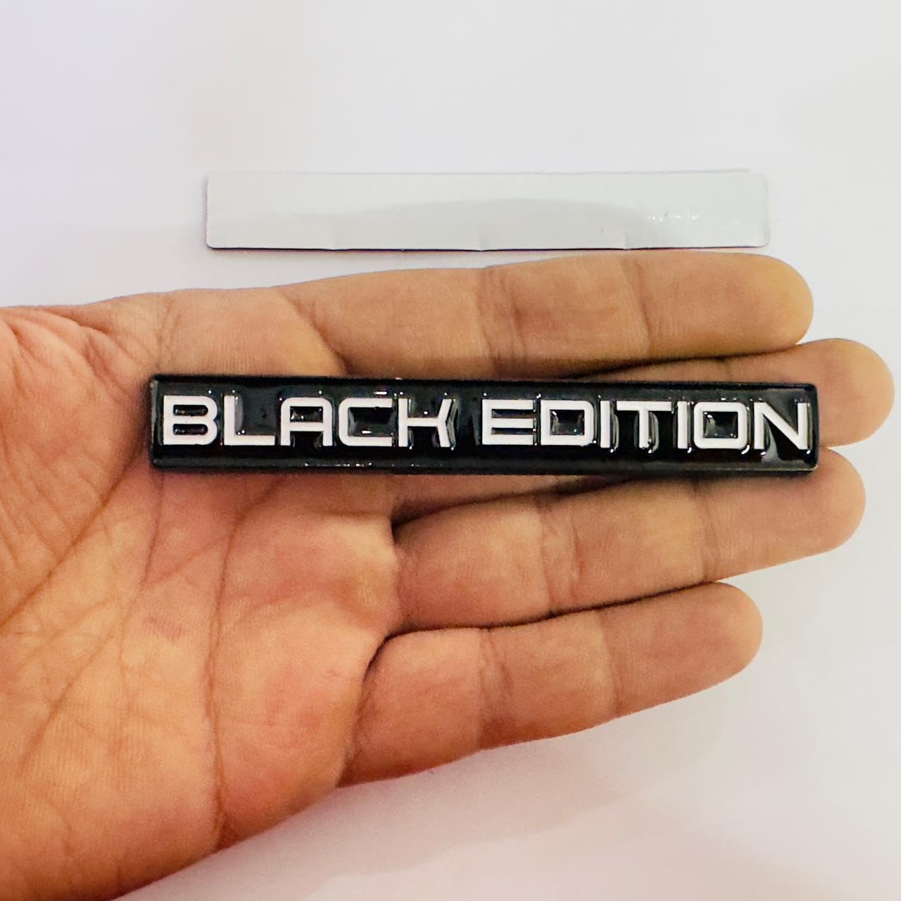 Black Edition Black-White Metal Logo 10.2cmX1.4cm for Car Bike & Laptop 3D Sticker Stylish Logo Auto Accessories Universal Cars.