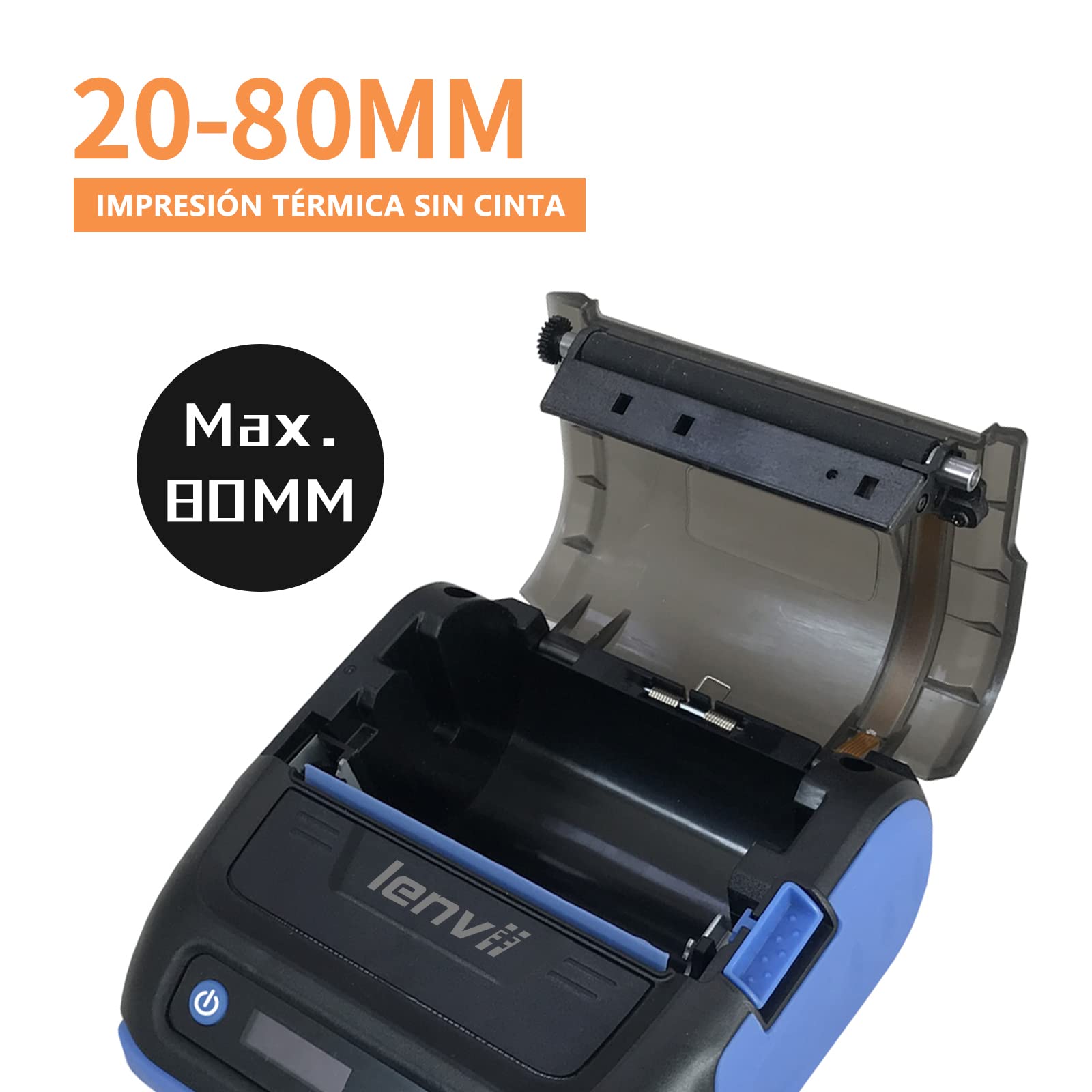 LENVII LV-378B 80mm Impresora de Etiqueta térmica Bluetooth 3 Pulgadas Impresora de código de Barras Mini recibo Impresora Dos en uno Compatible con el Sistema Android/iOS