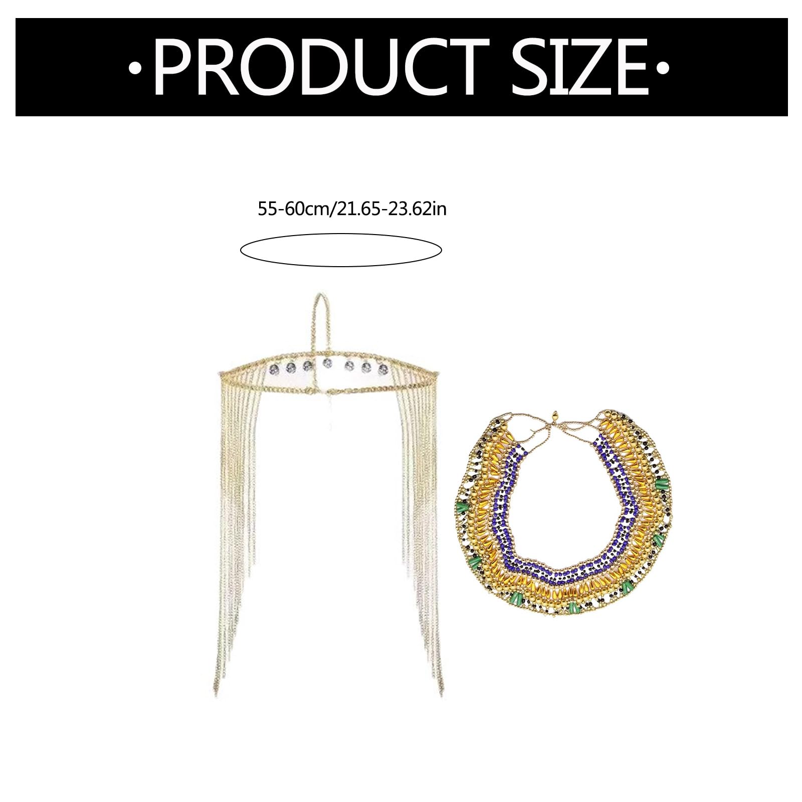 Accessori per travestimento egiziano, da donna, per Halloween, carnevale, con catena, serpente, collare, orecchini, accessori per costumi egiziani