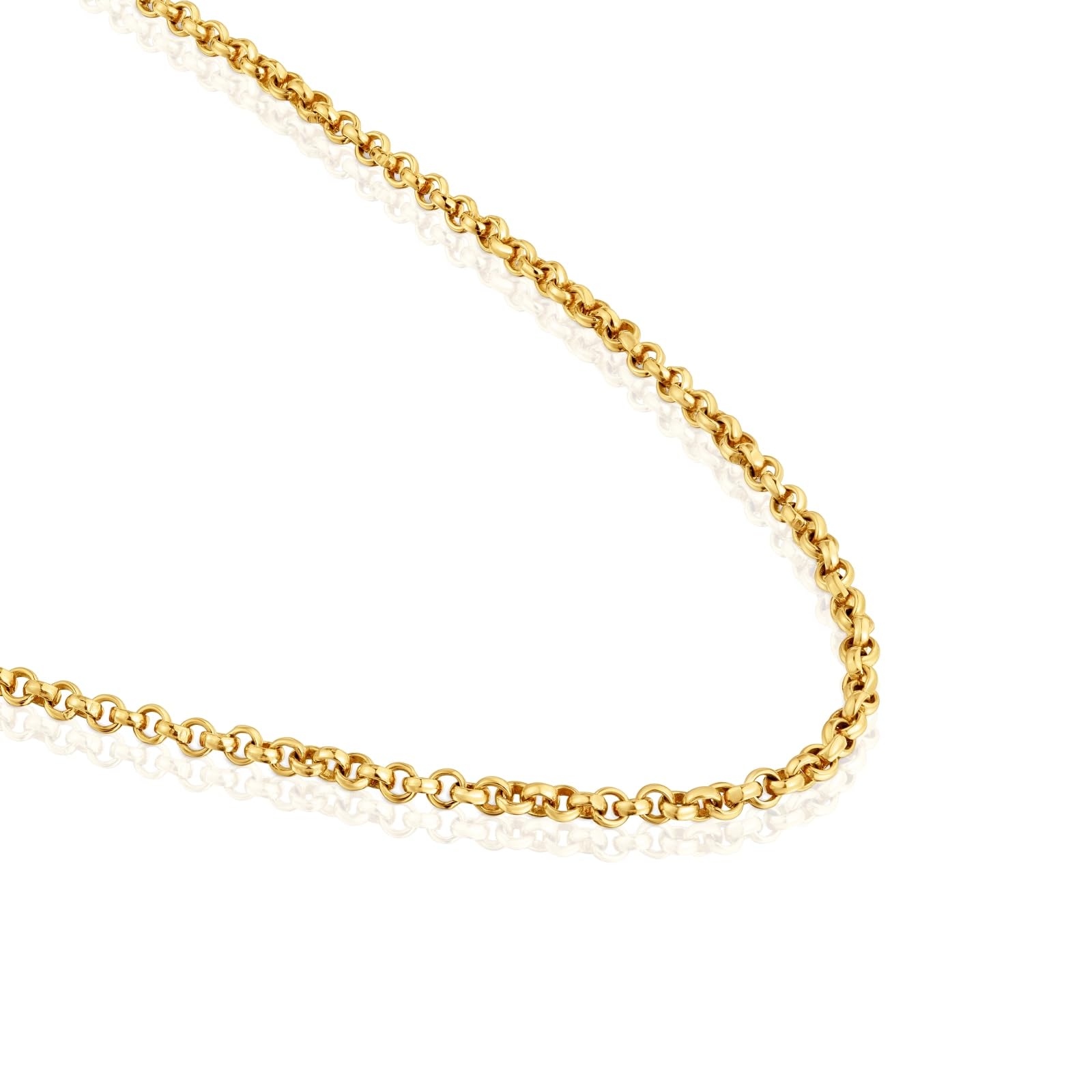 TOUS Cadena Mediana con Baño de Oro 18Kt sobre Plata para Mujer, Largo 50 cm, Versátil y Atemporal, Colección Chain