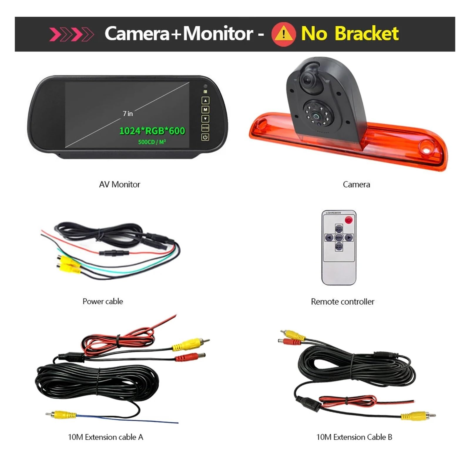 Kamera Cofania Z Dwoma Obiektywami Zestaw Monitora Kamerą Trzeciego Światła Hamowania WyraźNy Obraz(Snap-on Mount)