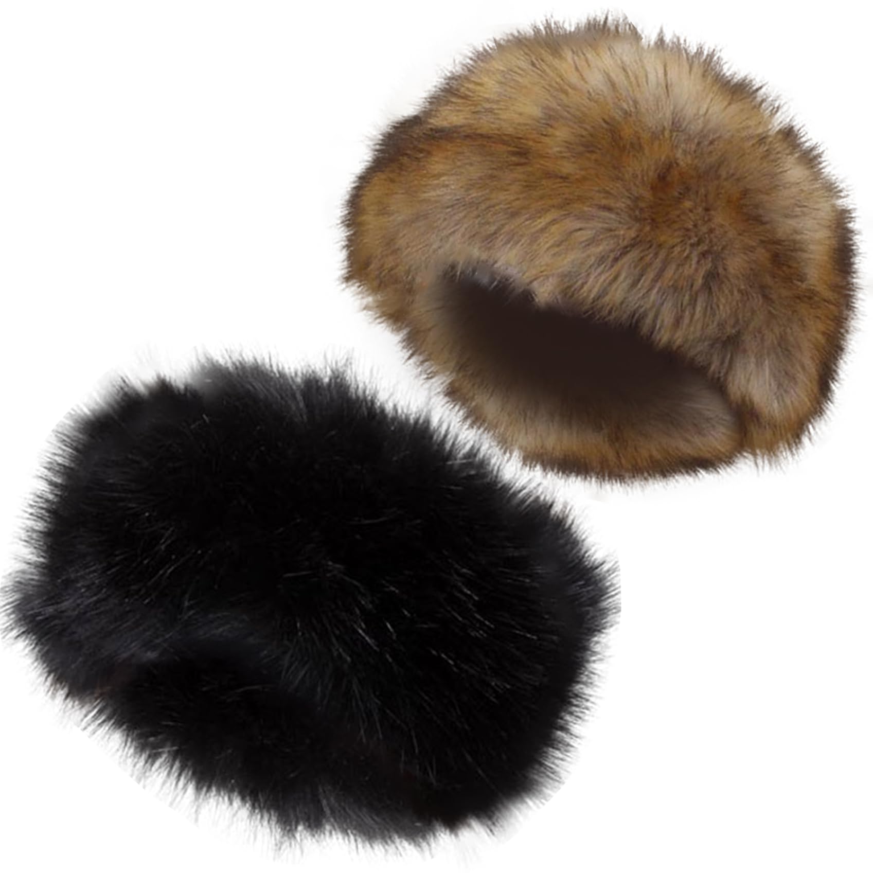 NIDONE Sombrero de Piel sintéxu Grueso Tibia sin Top sin Diadema de Pieles con la Banda de Moda de la Oreja de Moda elástica Sombreros de Pieles de Invierno Lavables para Mujeres