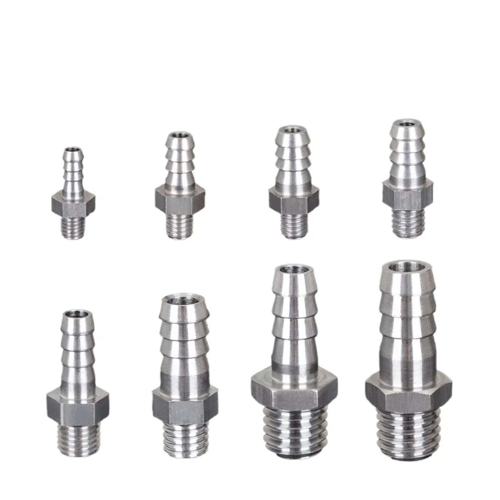 BIANMTSW 1pc M8x1.25 Metric Male To 8mm Hose Nipple 304 Stainless Steel Pipe Fitting Air Water Gas