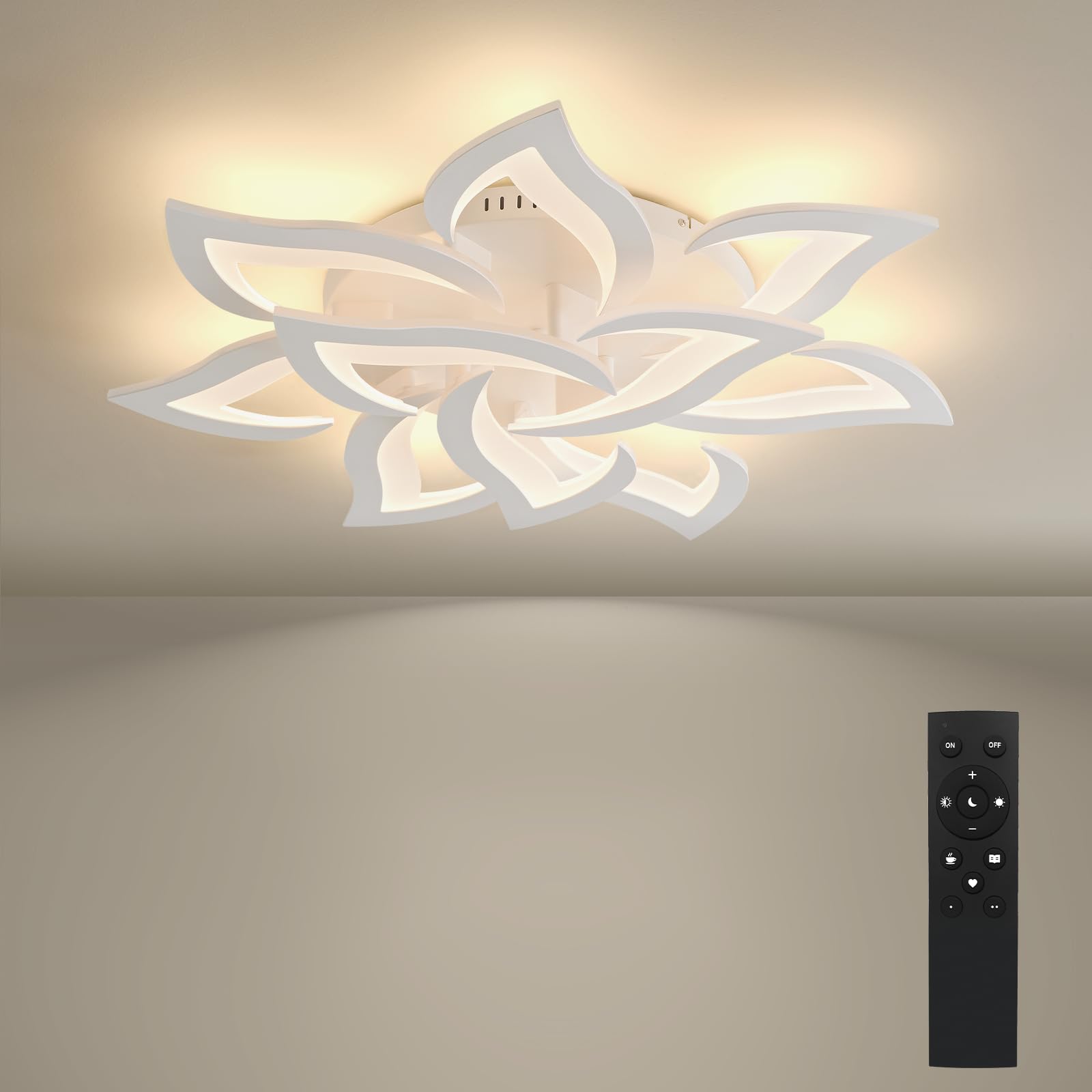 BAYHT Deckenlampe LED Deckenleuchte Dimmbar mit Fernbedienung 46W Wohnzimmerlampe Modern Design Schlafzimmerlampe Küchenlampe für Schlafzimmer Esszimmer Wohnzimmer Arbeitszimmer 81cm