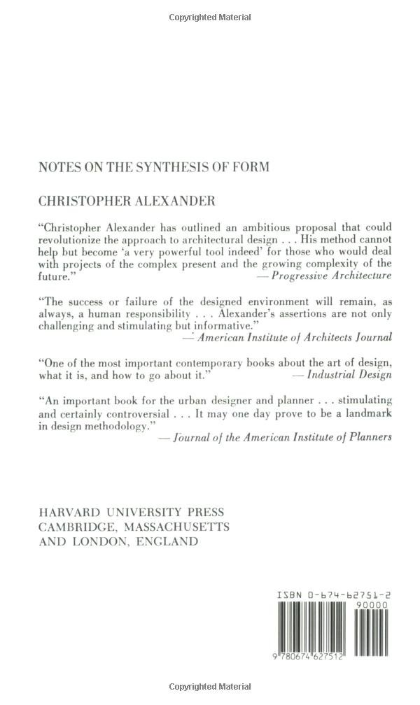 Notes on the Synthesis of Form (Harvard Paperbacks)