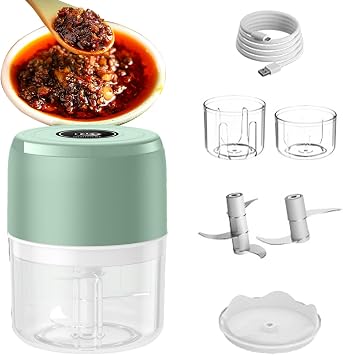 Electric Garlic Mincer - Mini Kitchen Utensils - Household Meat Grinder | Fruits and Vegetables for Home Cooking, Busy People, Cooking Enthusiasts, Beginners, Camping, Office