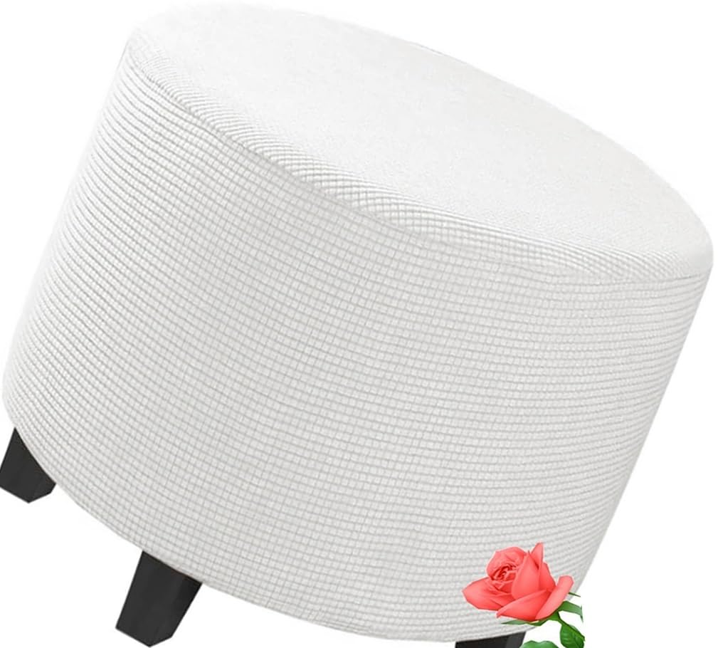 MeRcri Stretch Ottoman Slipcovers Round Ottoman Covers Removable Footstool Covers Storage Ottoman Protect Covers for Living Room, Machine Washable (Color : 007, Size : 90 cm)