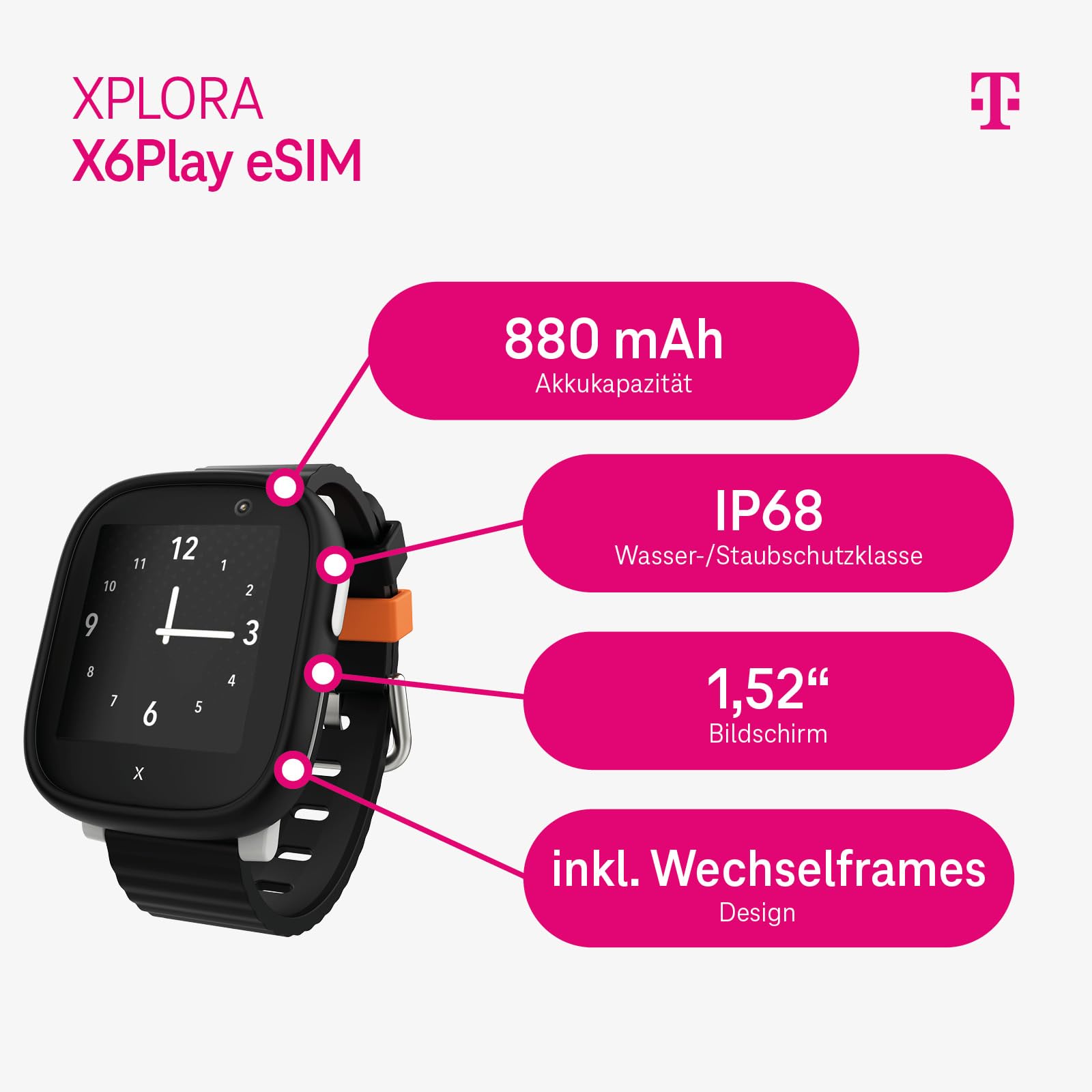 Xplora X6 Play eSIM Smartwatch per bambini con localizzatore GPS e tasto SOS Buono Amazon 50€ dopo attivazione SIM Orologio telefonico potente con fotocamera e contapassi