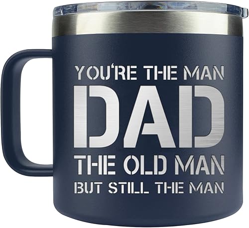 Regalos para papá, taza de café aislada de acero inoxidable de 14 onzas con tapa, regalos de cumpleaños para el día del padre para papá de parte de