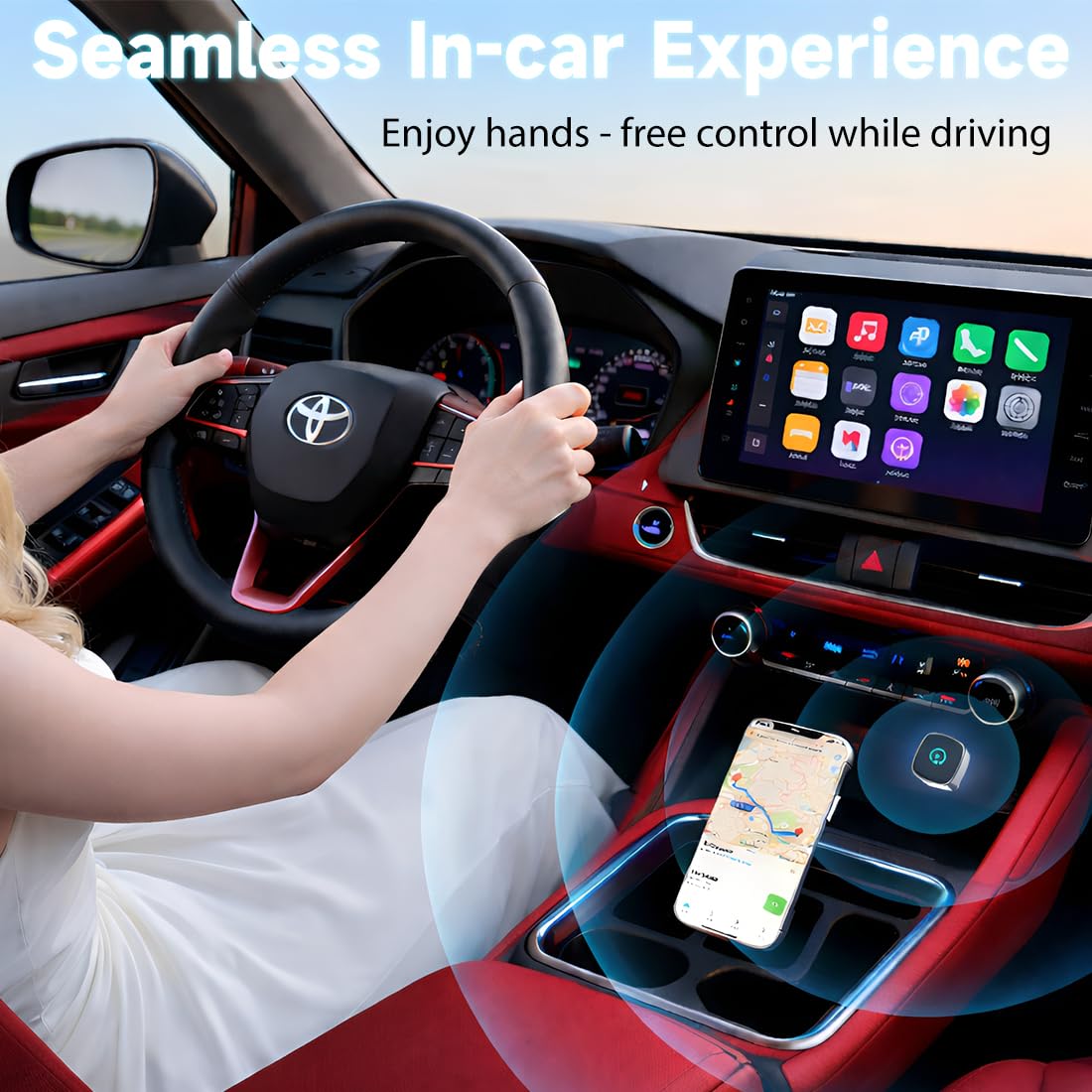 Adattatore CarPlay Wireless per Auto Mini Dongle USB C Plug & Play Compatibile con 98% Veicoli CarPlay e AndroidAuto Cablati Chip WiFi 5.8GHz Bluetooth 5.3 Connessione Rapida 10s iOS