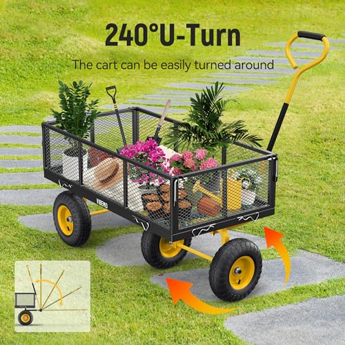 Vibemo VB-GC01 Steel Garden Cart, 2-In-1 900 Lbs Heavy Duty Utility Wagon, With Removable Mesh Sides To Convert Into Flatbed thumb #2
