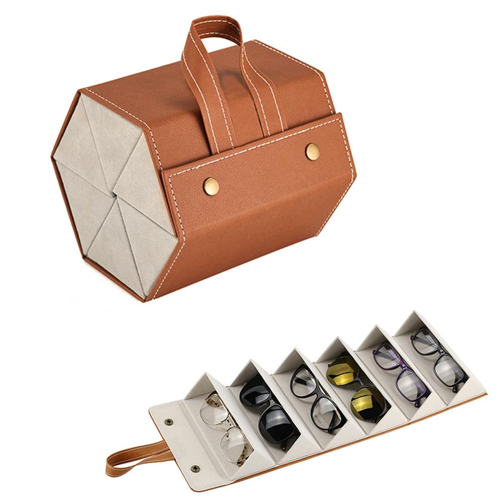 Custodia Occhiali Chiusura Magnetica Scatola Porta Occhiali Da Sole In Pelle, Organizer Per Occhiali Da Custodia Vintage Chiusura Magnetica - 6