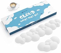 ATTACK SHARK Cloud Wrist Rest Keyboard Ergonomic Non-Slip Set | Coaster Set, Ultra Soft Palm Rest, Comfortable Design for Writing and Gaming with Keyboard and Mouse, White
