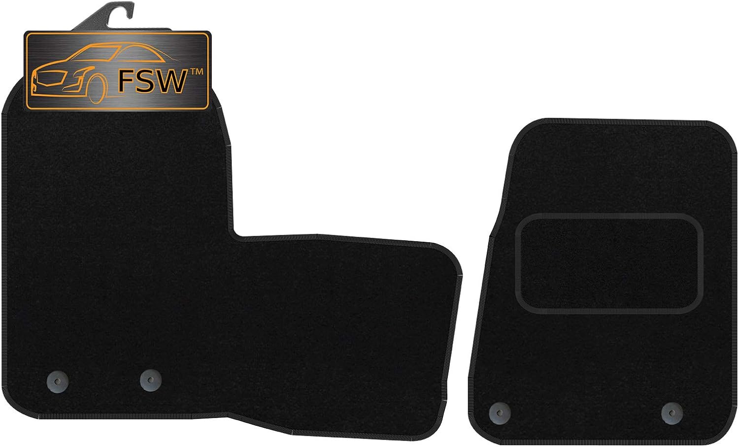 FSW Tailored Van Mats Transit Custom 2019ON 2 Piece Front Black Carpet Van, Non Slip