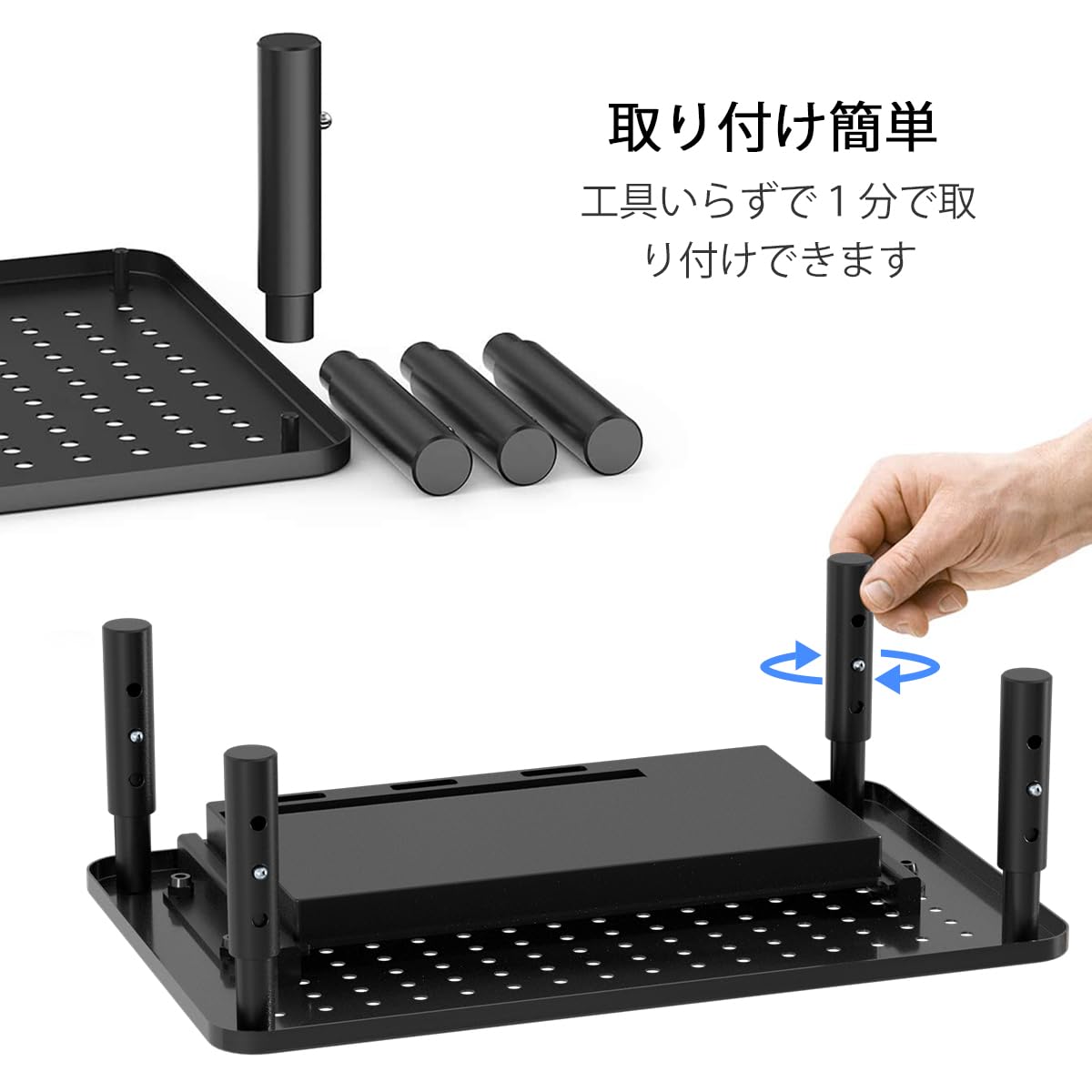 suptek モニター台 引き出し付き 高さ調整可能 耐荷重20㎏ MST003CT