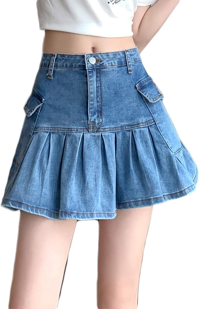 Amazon スカート レディース デニム プリーツスカート ミニスカート 原宿系 おしゃれ タイトスカート Aライン ハイウエスト 美脚 フレア スカート ミニ丈 可愛い 半身スカート 大きいサイズ 通勤 通学 カジュアル 春 夏 秋 スカート 通販
