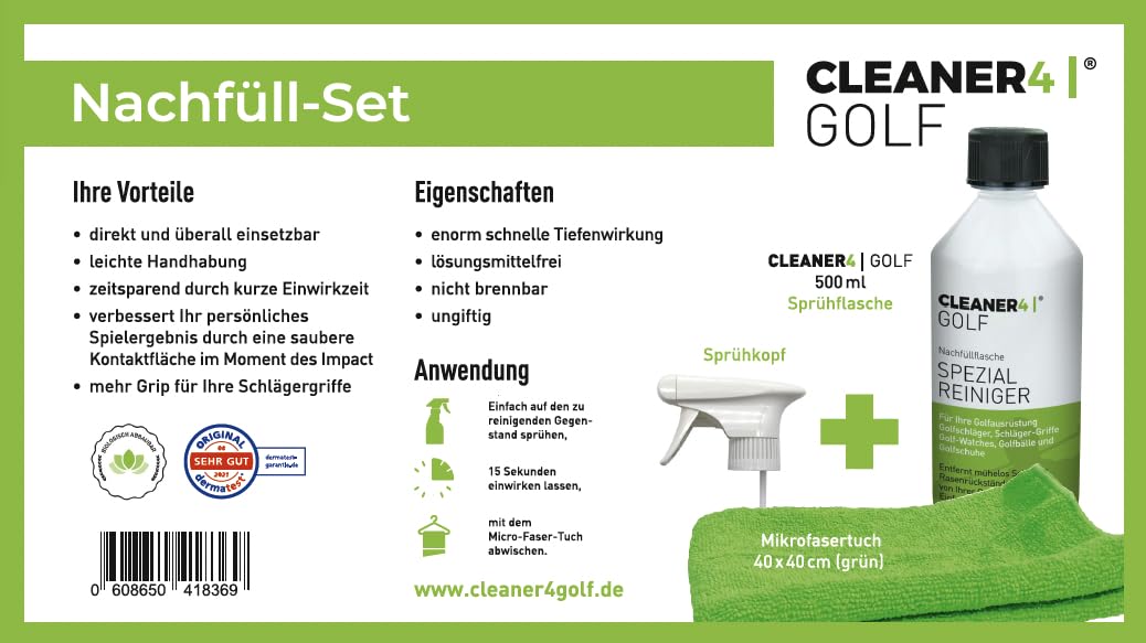 Cleaner 4 Golf Detergente Speciale Natale Set Regalo 150 ML + Bag + Panno di Pulizia scanalature Detergente Pulitore Detergente di calcio manico per Mazza da Golf e Golf attrezzature
