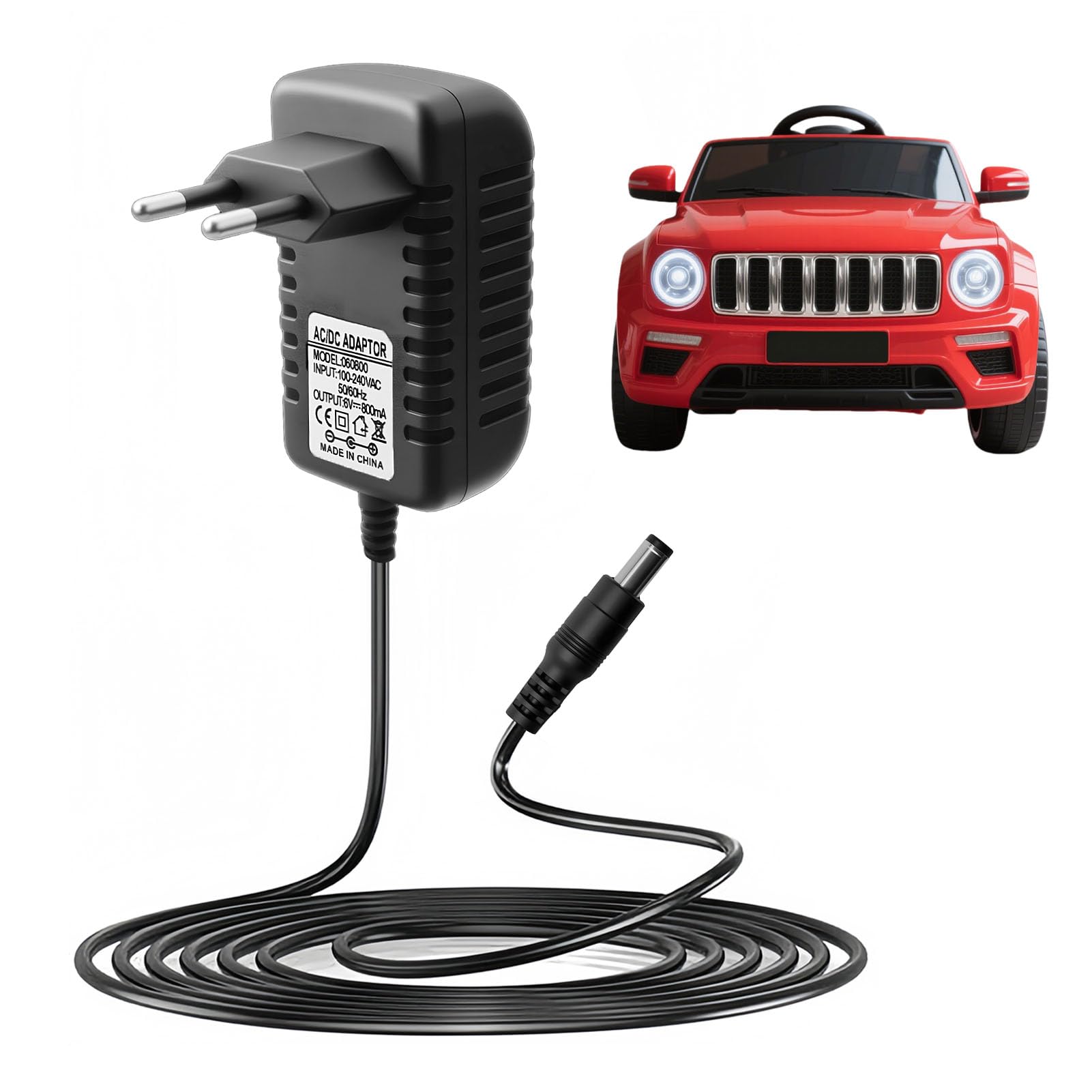 Cargador 6V para niños conducción eléctrica 800 mA alimentación Universal Motocicleta Coche Eléctrico para SUV ATV conducción eléctrica Juguetes Electric Ride-On Accesorios Conector 5,5 mm * 2,1 mm
