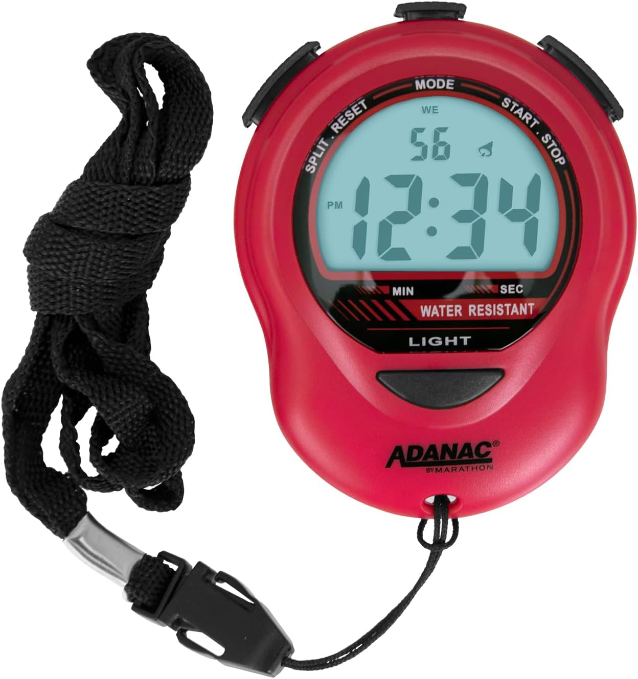 MARATHON ST083013 Adanac Digital Glow Stopwatch Timer with included 46-inch black lanyard
