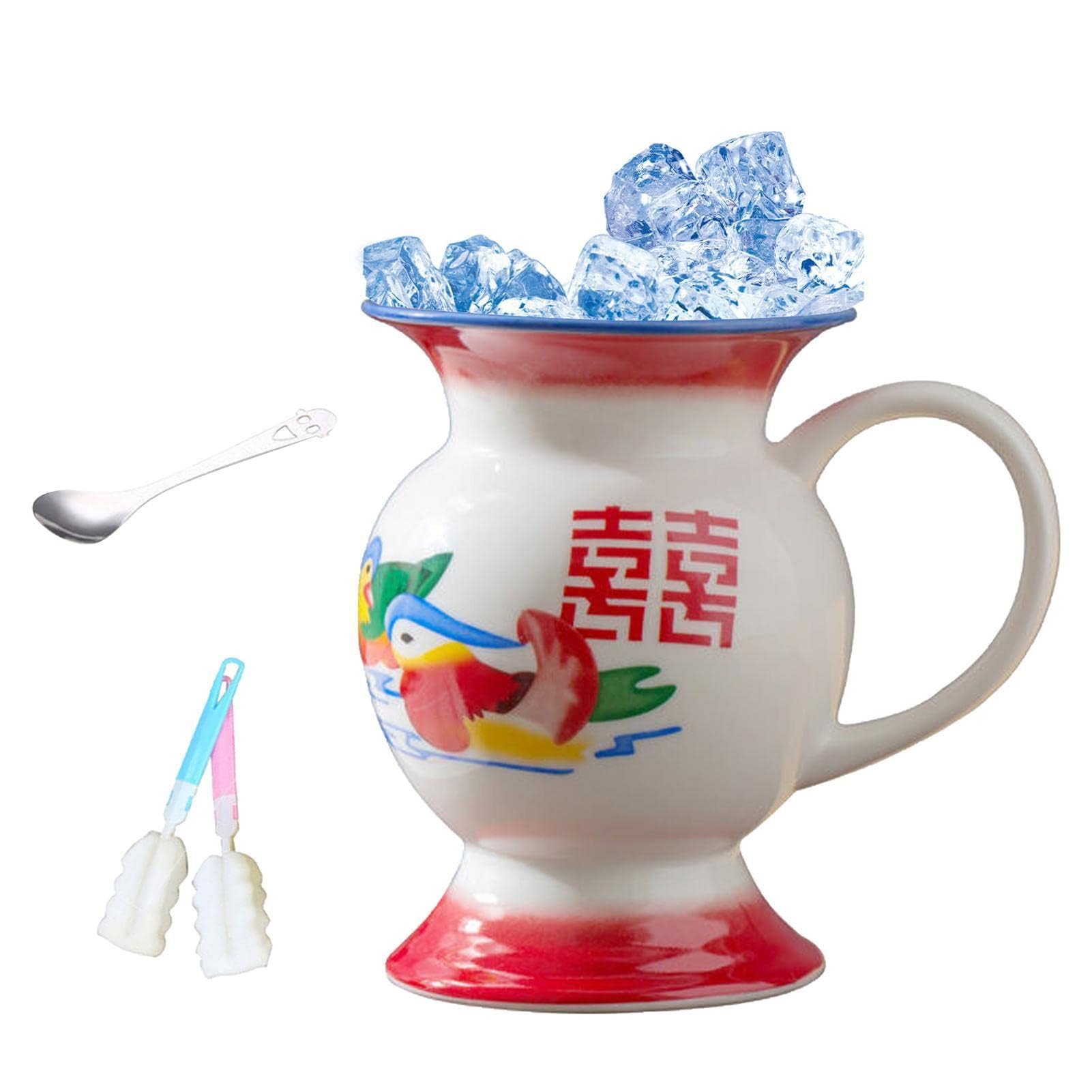 Generico Tazza Ceramica Alta con Manico Grande Capacità 400ml per Caffè Tè Latte e Bevande Calde Design Moderno e Funzionale per Colazione e Regali