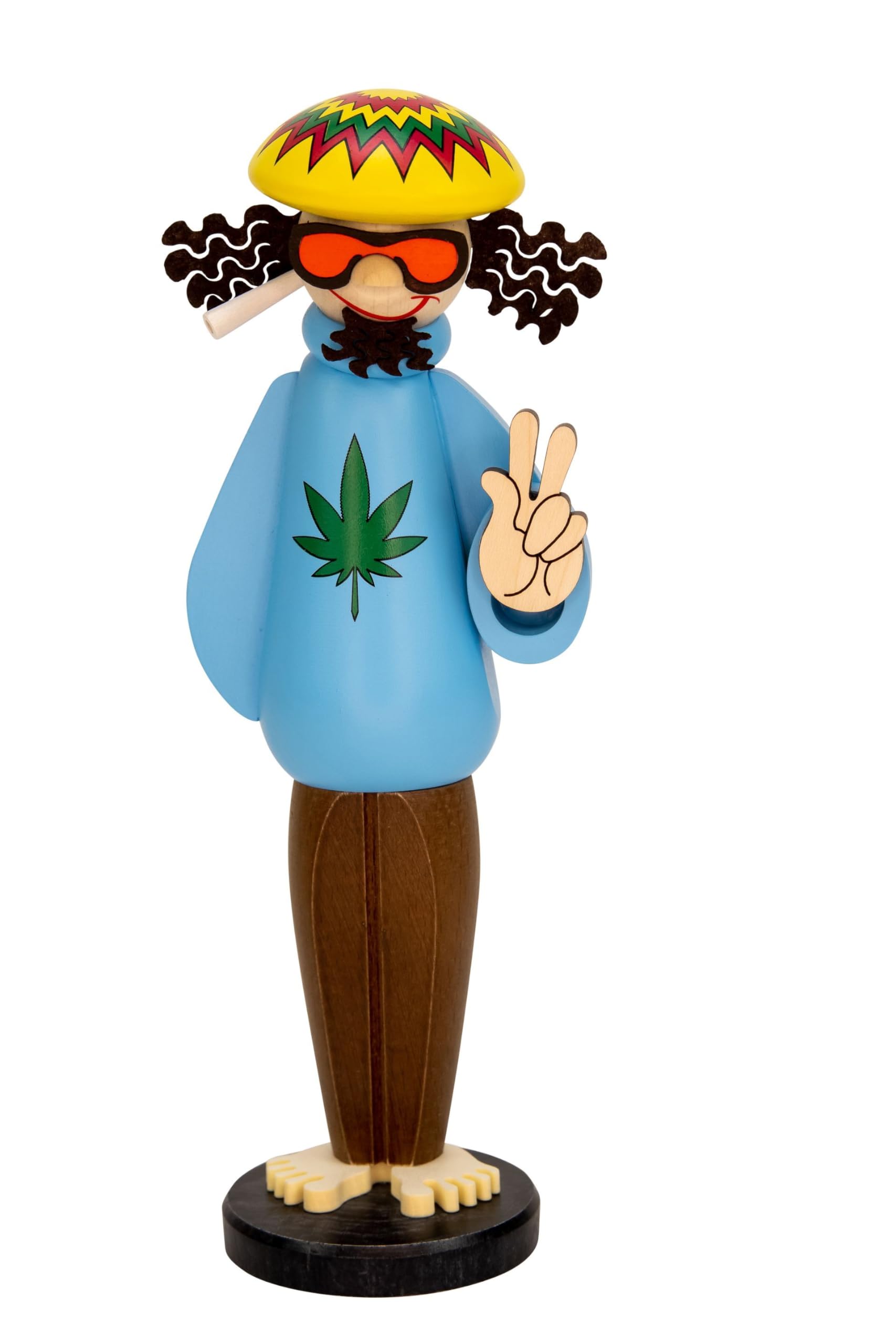 Figurine fumeur en bois de Seiffen, sculpture artisanale de 26 cm