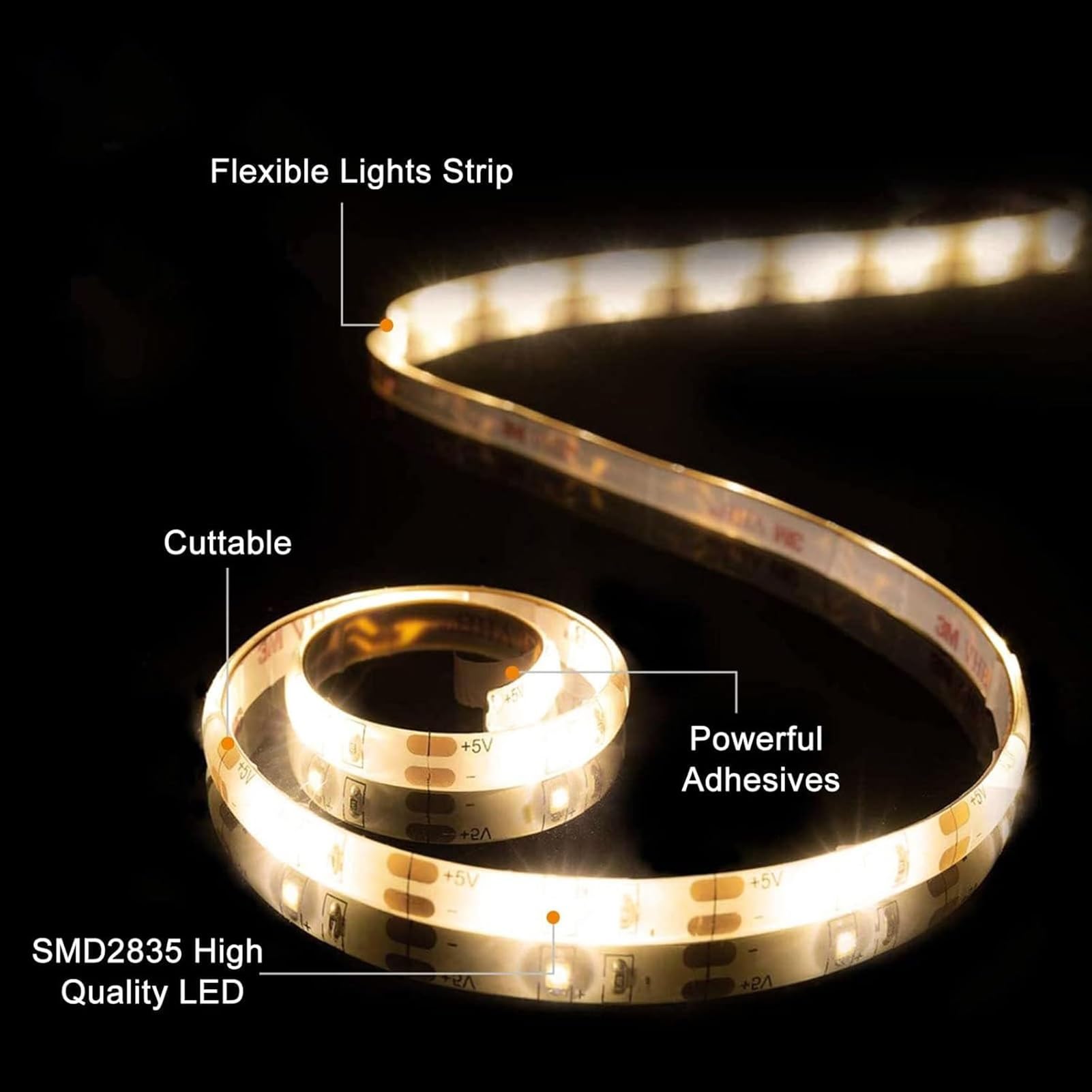 Strisce Luminose A LED Alimentate A Batteria Con Telecomando, Bianco Caldo, Dimmerabili, Autoadesive, Tagliabili, Impermeabili, Per TV, Cucina, Armadi, Camera Da Letto(Warmes Licht,10M(600LEDS))