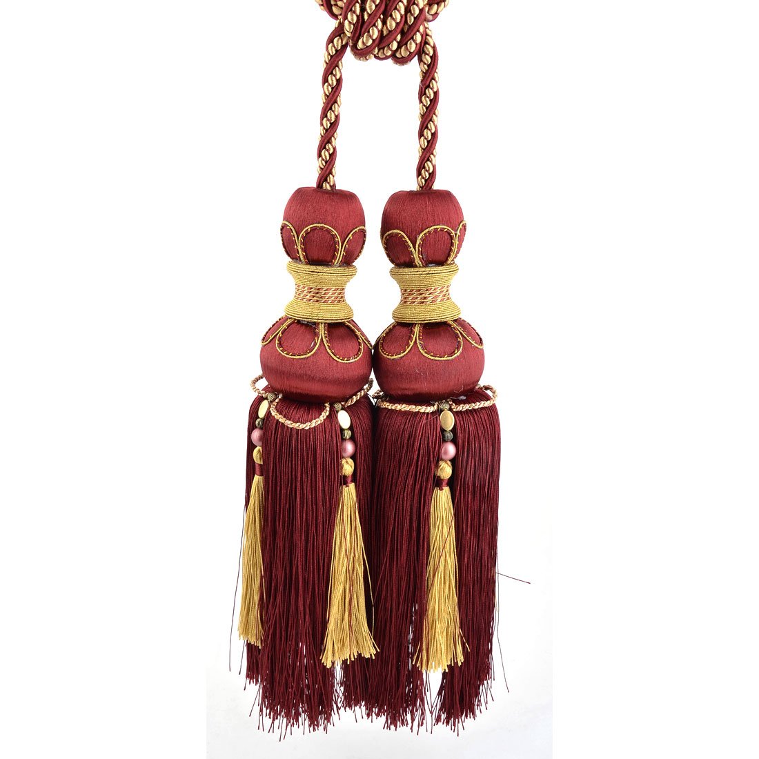 Ruilogod Cuentas de la habitación de Nylon Cadena Decoración de la Ventana Drapería Tizbacks Cuerda Holdbacks Cortina Tassel Par Red