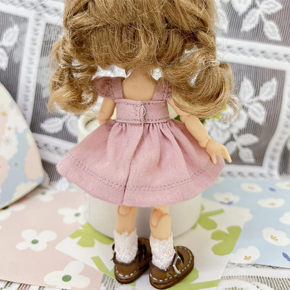 niannyyhouse OB11 1/12 BJD Doll Clothes Dress Bunny Shoes 4.3in Action Figures Doll Dressup (Beige)