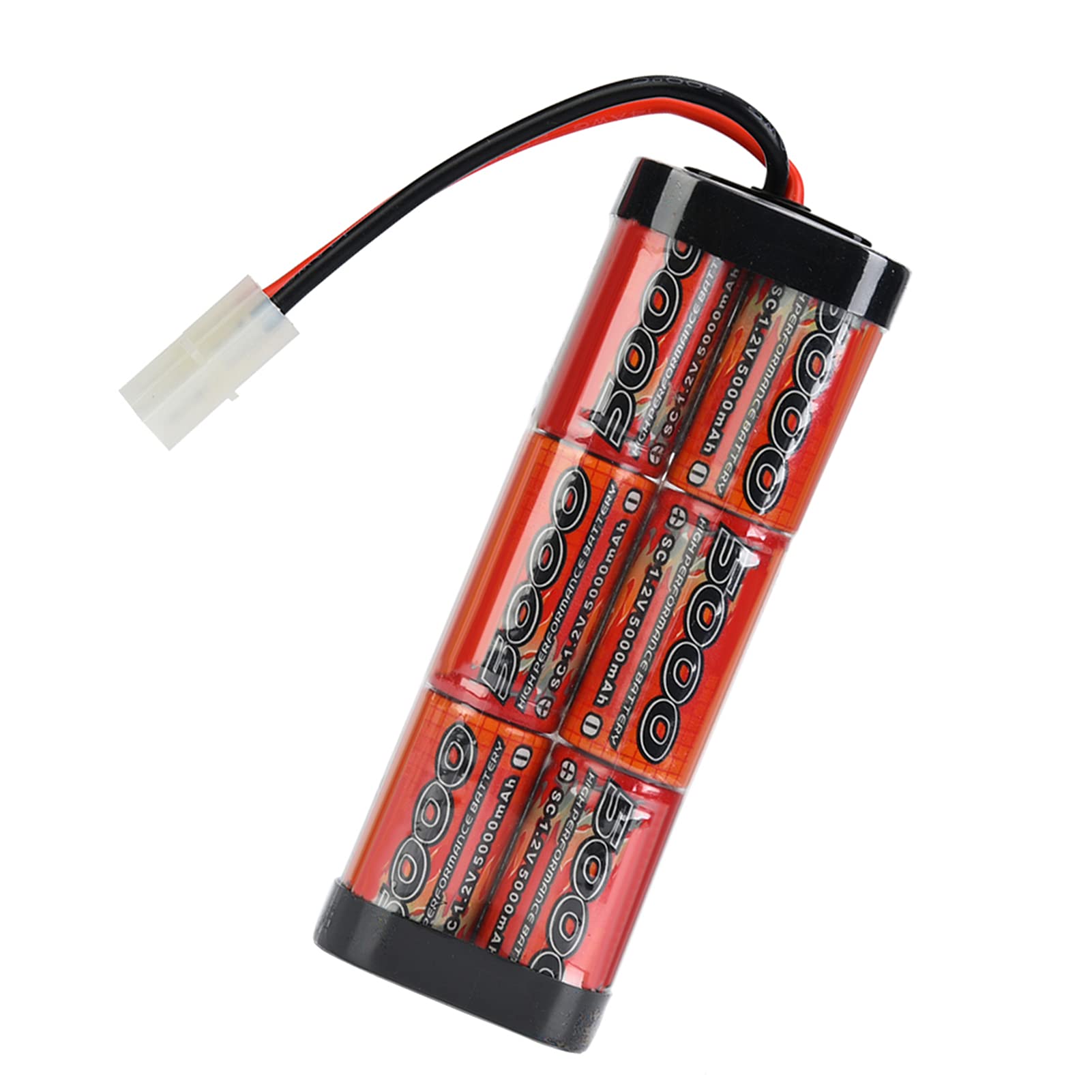 CHICIRIS Batteria Batteria da 5000MAH Ni MH 7.2V 5000MAH NIMH Ricaricabile Ad Alta capacità RC con Connettore per Auto da Corsa RC HPI Associata (BLACK)