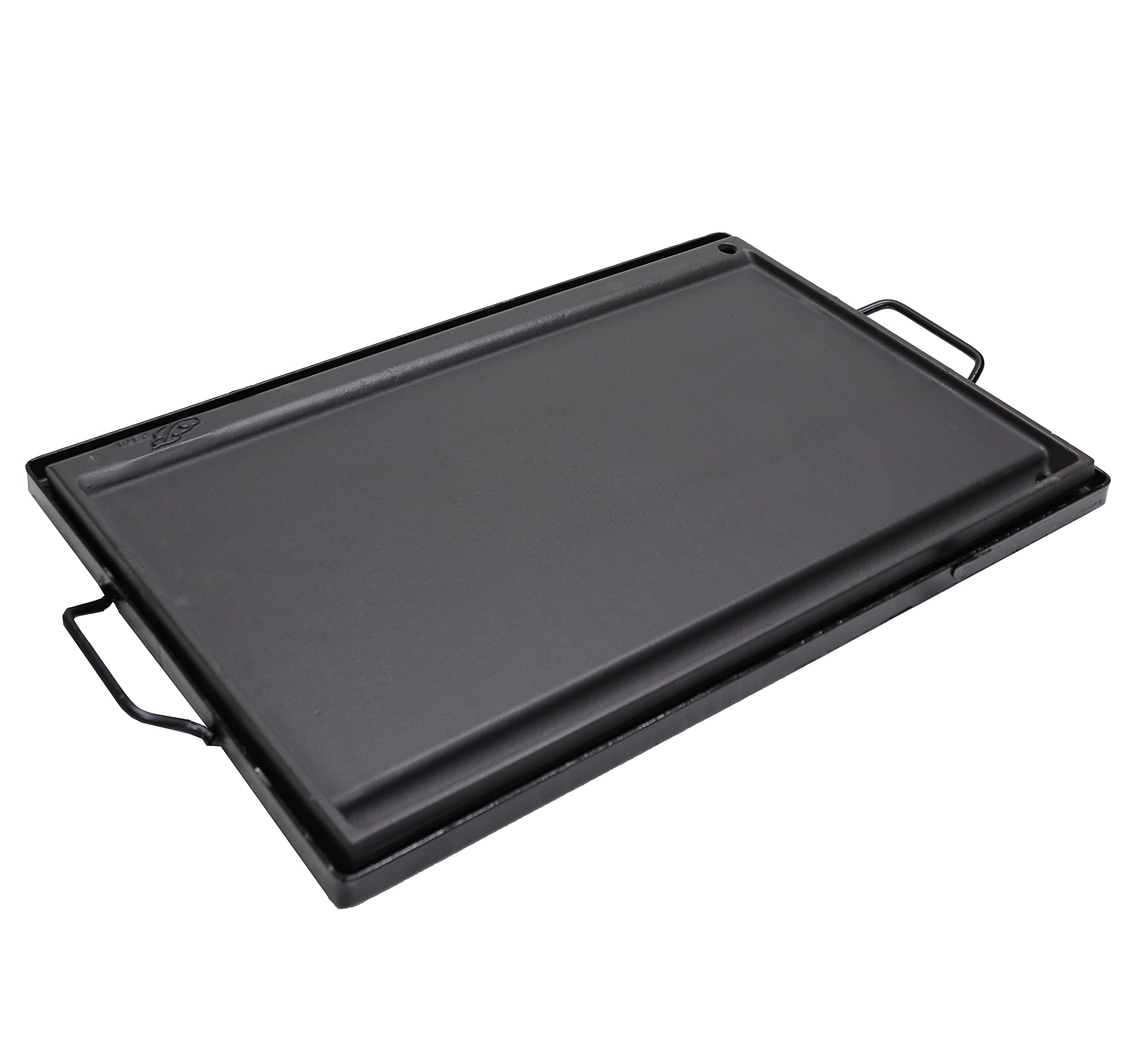 FONDERIA BONGIOVANNI | Bistecchiera Ghisa | 59,5x38 cm | Piastra in Ghisa Smaltata | Casa Cucina Barbecue | Rettangolare | con Telaio in Ferro con Manici