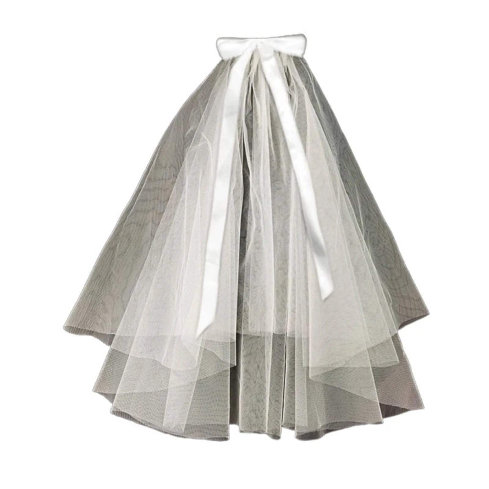 Velo da sposa corto bianco beige nero con bordo a nastro, elegante accessorio da sposa for donna, velo da sposa corto con fiocco decorativo ，Veli da sposa(Rice)