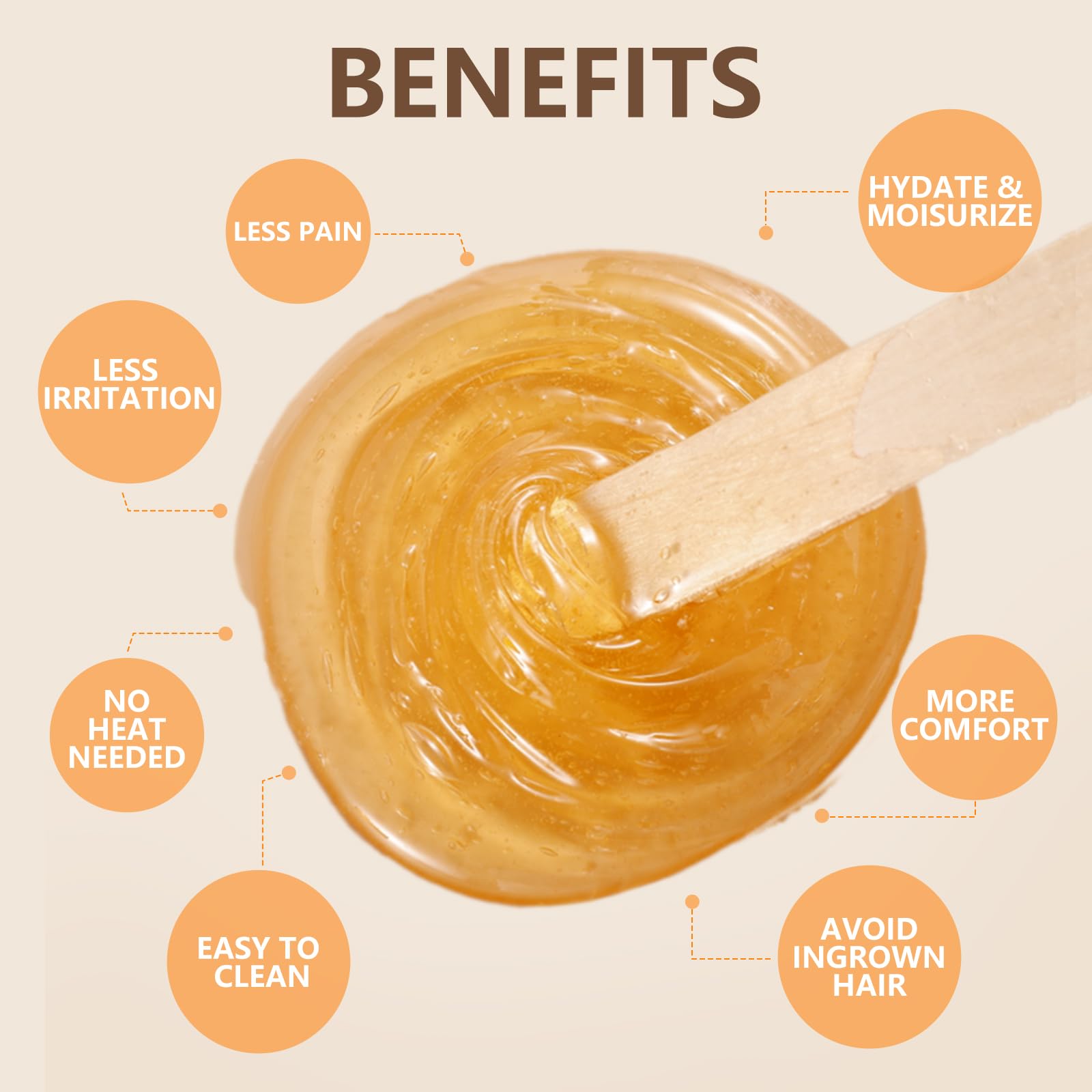 Sugar Wax Kit for Hair Removal: 10.6oz/300g Body Organic Sugaring Paste for Personal Home Use and Professional Salon Use - With 10pcs Sticks & 20pcs Wax Strips