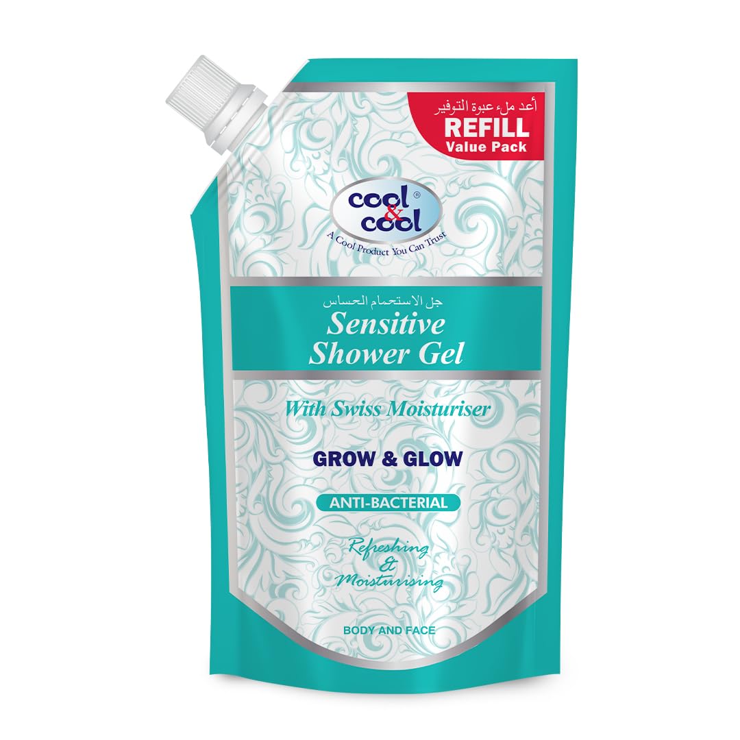 Sensitive Shower Gel Grow & Glow 500ML – Antibacterial, Refreshing & Moisturizing Gel with Vitamin E for Body and Face