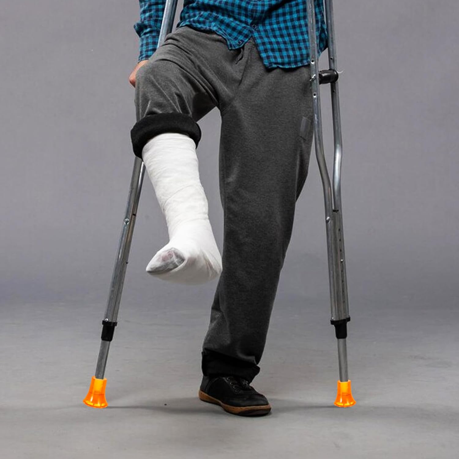 4pcs Non-Slip Cane Tips and Crutch Pads, Orange 22mm Diameter, Sturdy Rubber Feet Sleeves for Walking Canes, Crutches, and Trekking Poles, Replacement Accessories for Mobility Aid