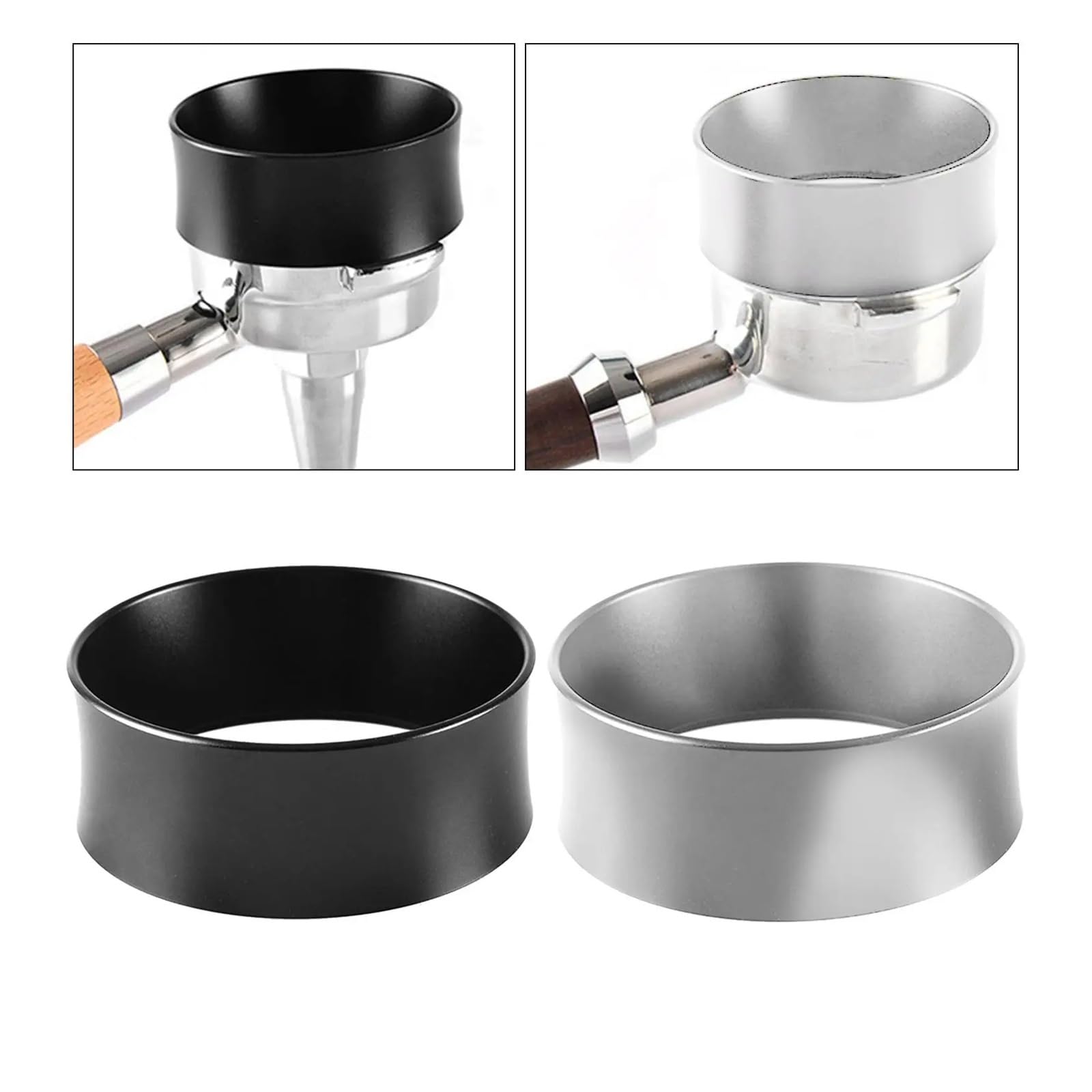 Reemplazo de embudo dosificador de anillos dosificadores de café de 58mm for herramienta Barista Café y té(Silver)