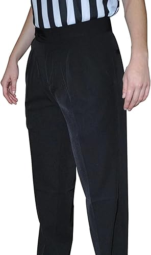 Smitty BKS-286 - Pantalones de árbitro plisados elásticos en 4 direcciones con bolsillos de barra para básquetbol, color negro