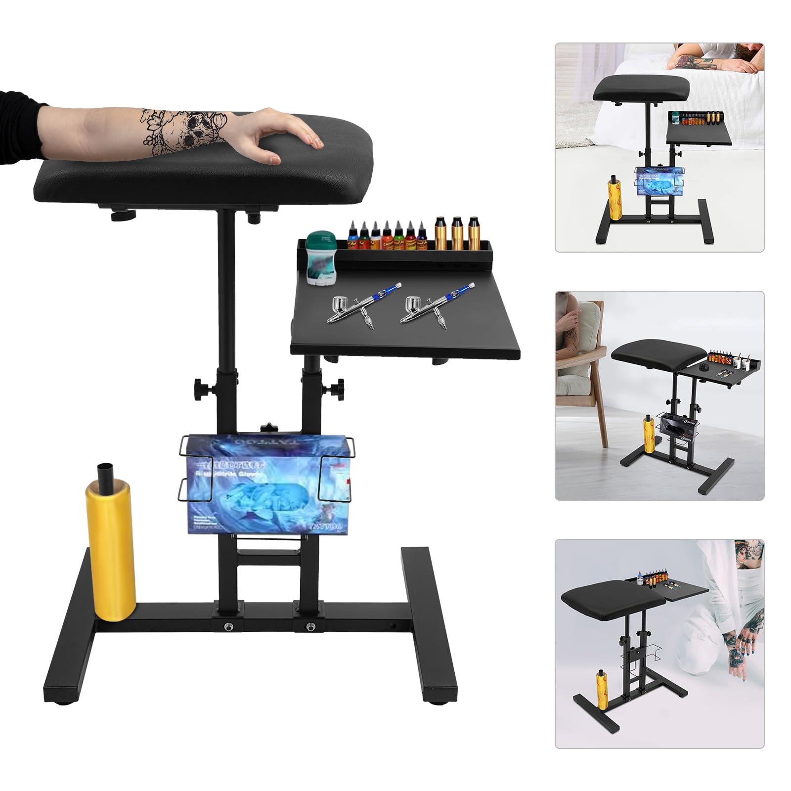 360° Armstützenständer Zubehör Gaming Tischverlängerung Armauflage Schreibtisch Gadgets Erweiterung Tattoo Armlehne Tisch Armstütze Mit Auflagefläche Armlehnenständer Höhenverstellbar 55-90 cm