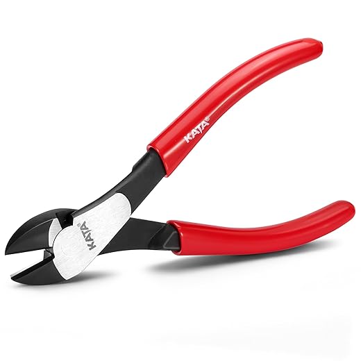 KATA 7-Inch High Leverage Diagonal Cutting Pliers, Heavy Duty Wire Cutters with Comfortable Grip, Angled Head and Sharp Edge, Diagonal Side Cutters Flush Cut for Cutting Metal Wires