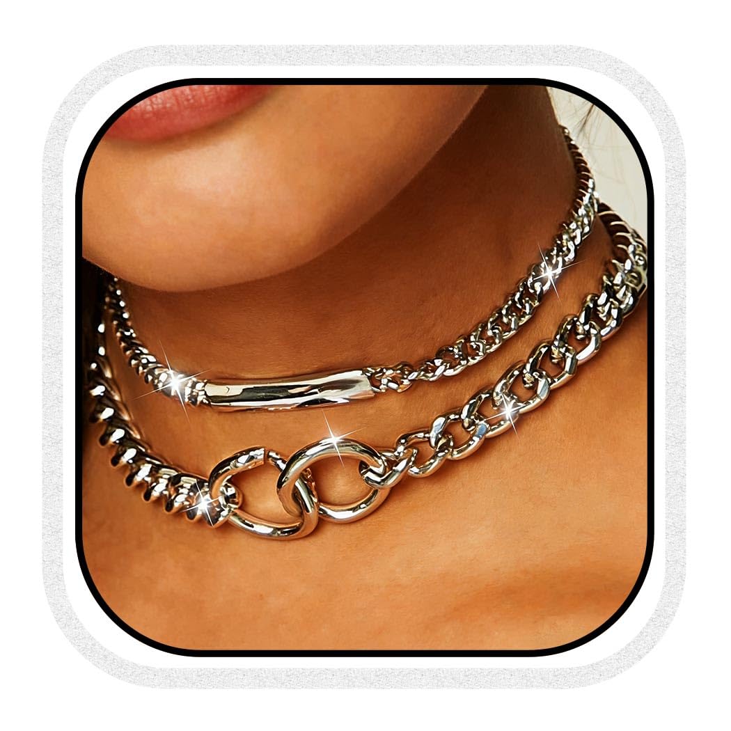 Boho Choker Necklace Gold Cuban Link Necklaces Chain Fashion Jewelry for Women and Girls