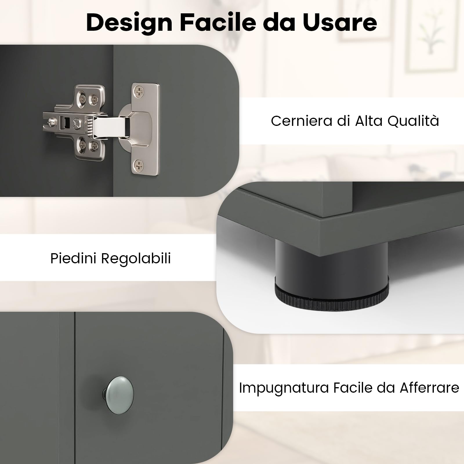 COSTWAY Mobile Bagno Alto Stretto, Mobiletto Colonna Salvaspazio con 1 Cassetto, 5 Ripiani Regolabili e Struttura Antiscivolo, Mobile a Terra per Ingresso, 20 x 20 x 180 cm (4 Ripiani, Grigio)