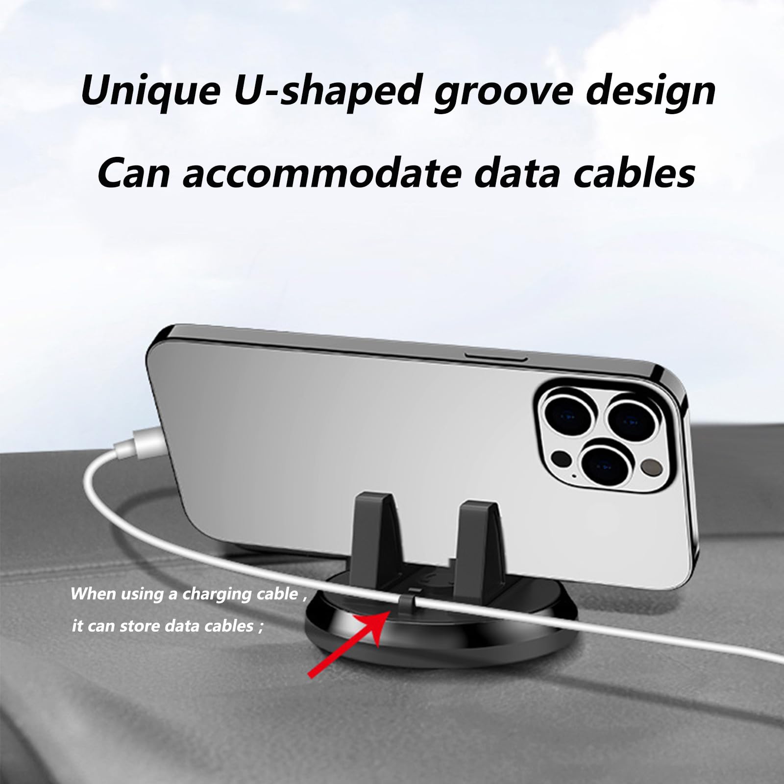 Mobile Phone Holder 360° Rotation, Smartphone Dashboard, Non-Slip Silicone, Strong Adhesive, iPhone — view 5