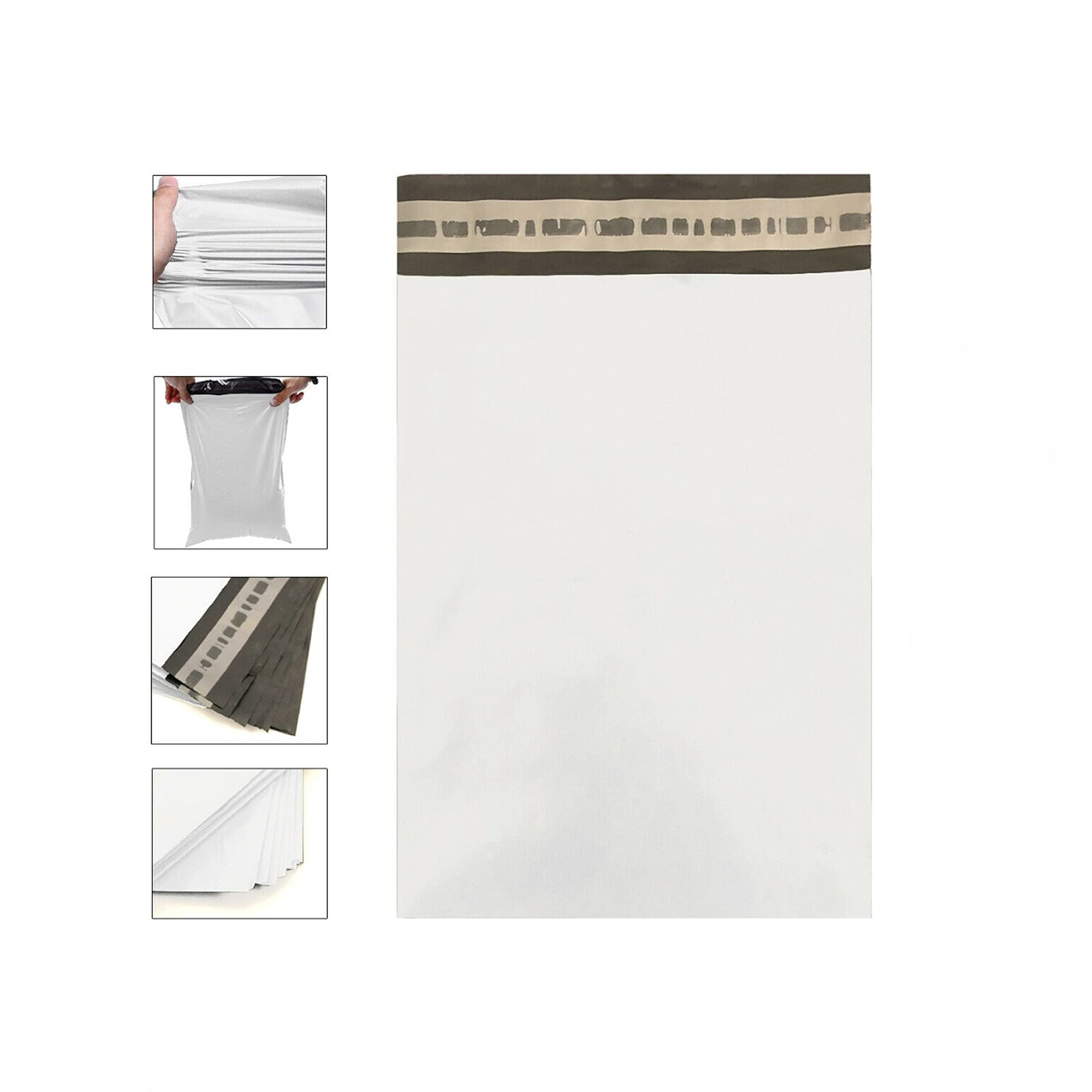 Sul White Mailing Poly Postal Self Seal Bags Pack Of 100, Water & Tamper Proof Plastic Envelopes For Parcels, Small, Medium, Large Mail Bags, Parcel Bags For Posting Clothes, Books, & Boxes (12X16)