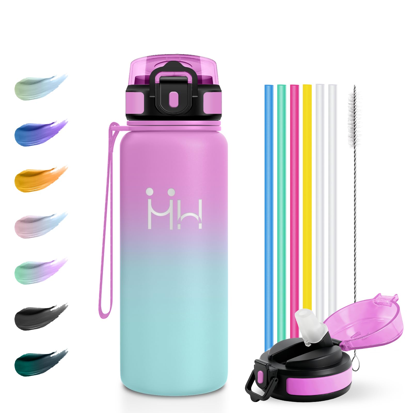 JAPORIA Thermos Flask, 750 ml, Stainless Steel Drinking Bottle with Straw, Suitable for Carbonated Drinks, Leak-Proof, BPA-Free, Insulated Flask, Cold and Warm, for Fitness, Running, Office, Sports