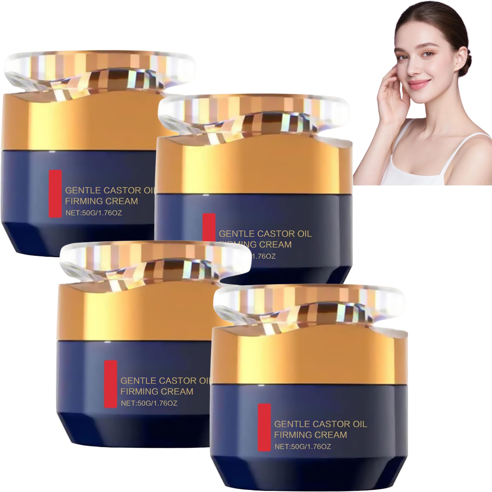 Qingling, crema antirughe, rassodante anti-invecchiamento, per uomini e donne, creme rassodanti e antirughe, con olio di ricino, contro la pelle flaccida e linee sottili, umidità (4 pezzi)
