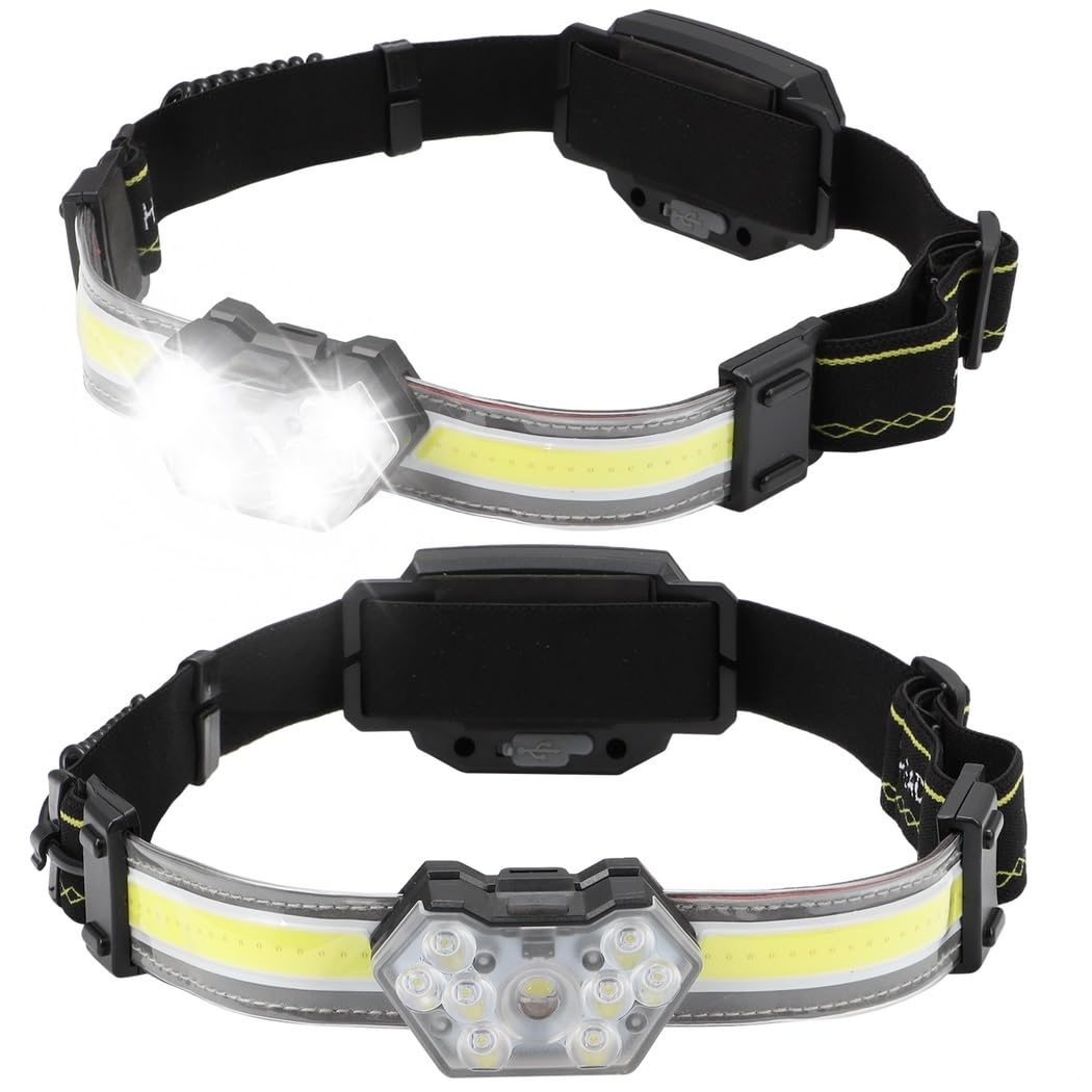 Zestaw 2 reflektorów LED, ładowalne reflektory z oświetleniem szerokokątnym 270°, wyjście 600 lumenów, czerwone światło bezpieczeństwa, 5 opcji oświetlenia, IPX4 do użytku na zewnątrz