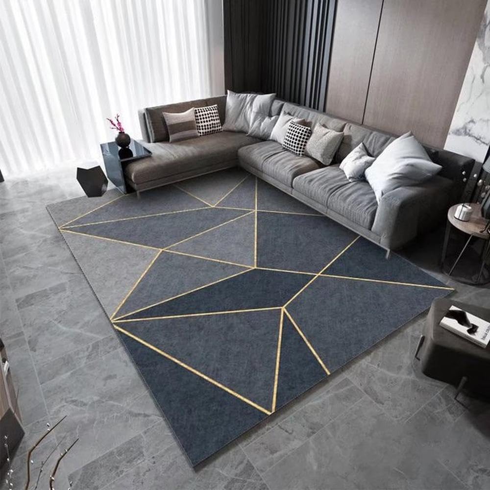 Tapis géométrique doux pour isoler le sol du salon et protéger la chambre