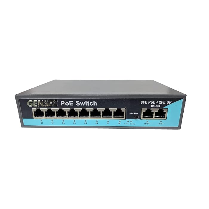 Buy GENSEC 8 Port PoE Switch Power Over + 2 Uplink Port